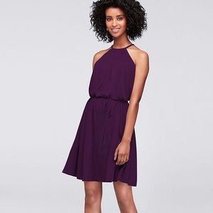 Plum David’s Bridal halter bridesmaid dress